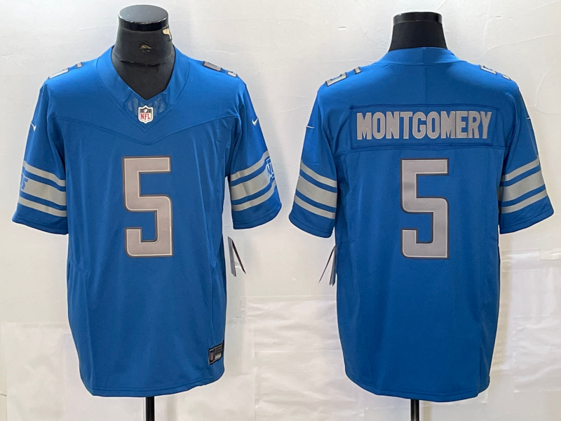 Men's Detroit Lions David Montgomery #5 Blue Game Player Jerseys