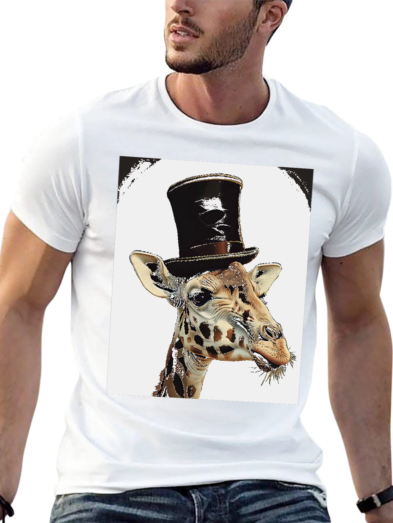 Giraffe Top Hat Graphic Tee