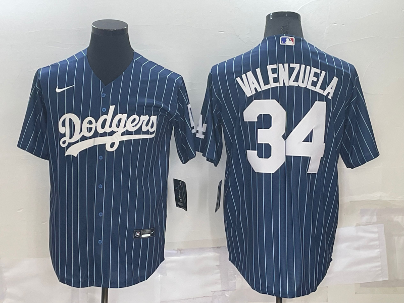 Men's Los Angeles Dodgers Fernando Valenzuela #34 Blue Fashion Baseball Jerseys