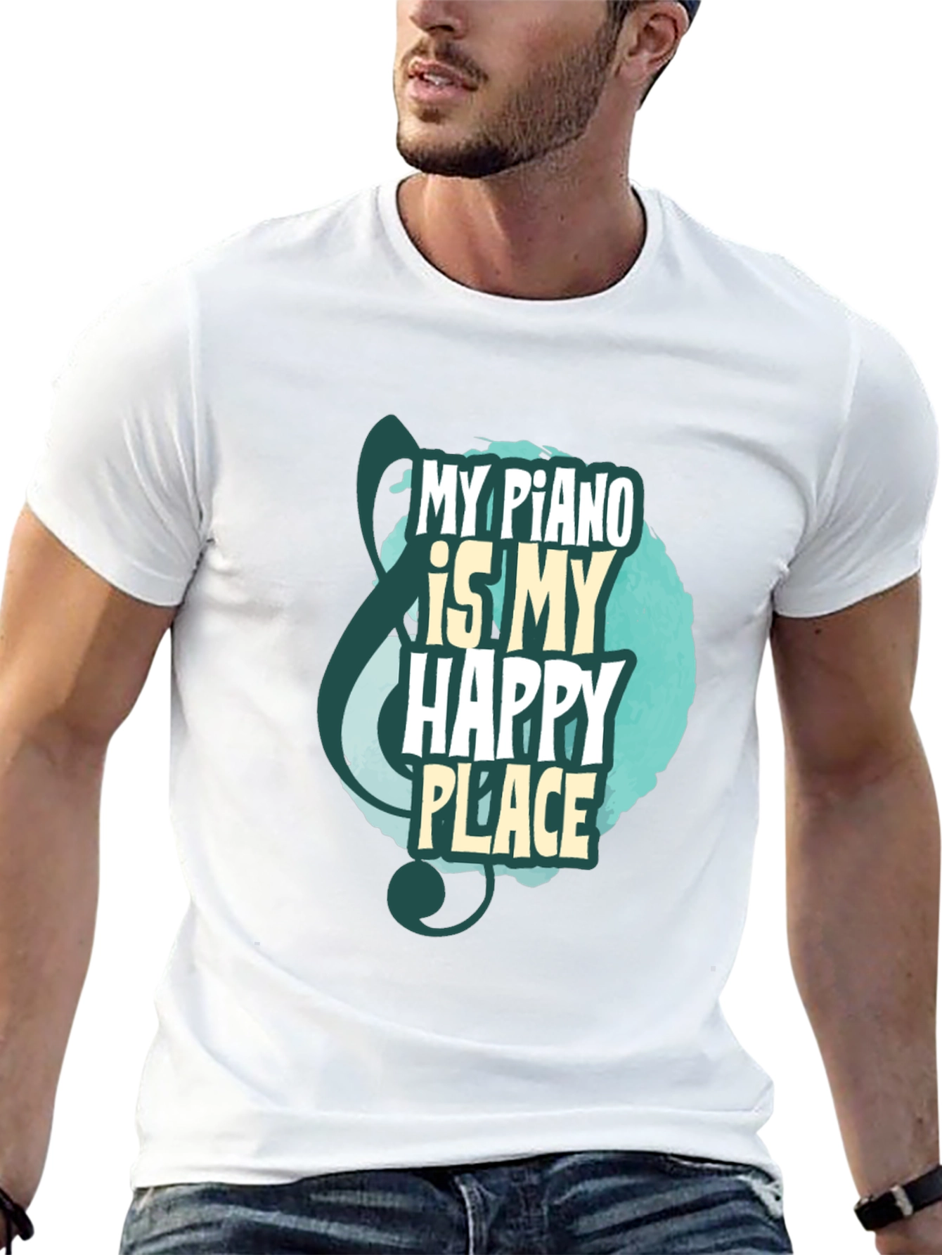 Piano Is My Happy Place T-Shirt Music Lover Tee