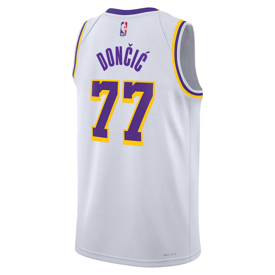 Los Angeles Lakers Nike Association Edition Swingman Jersey - White - Luka Don��i��
