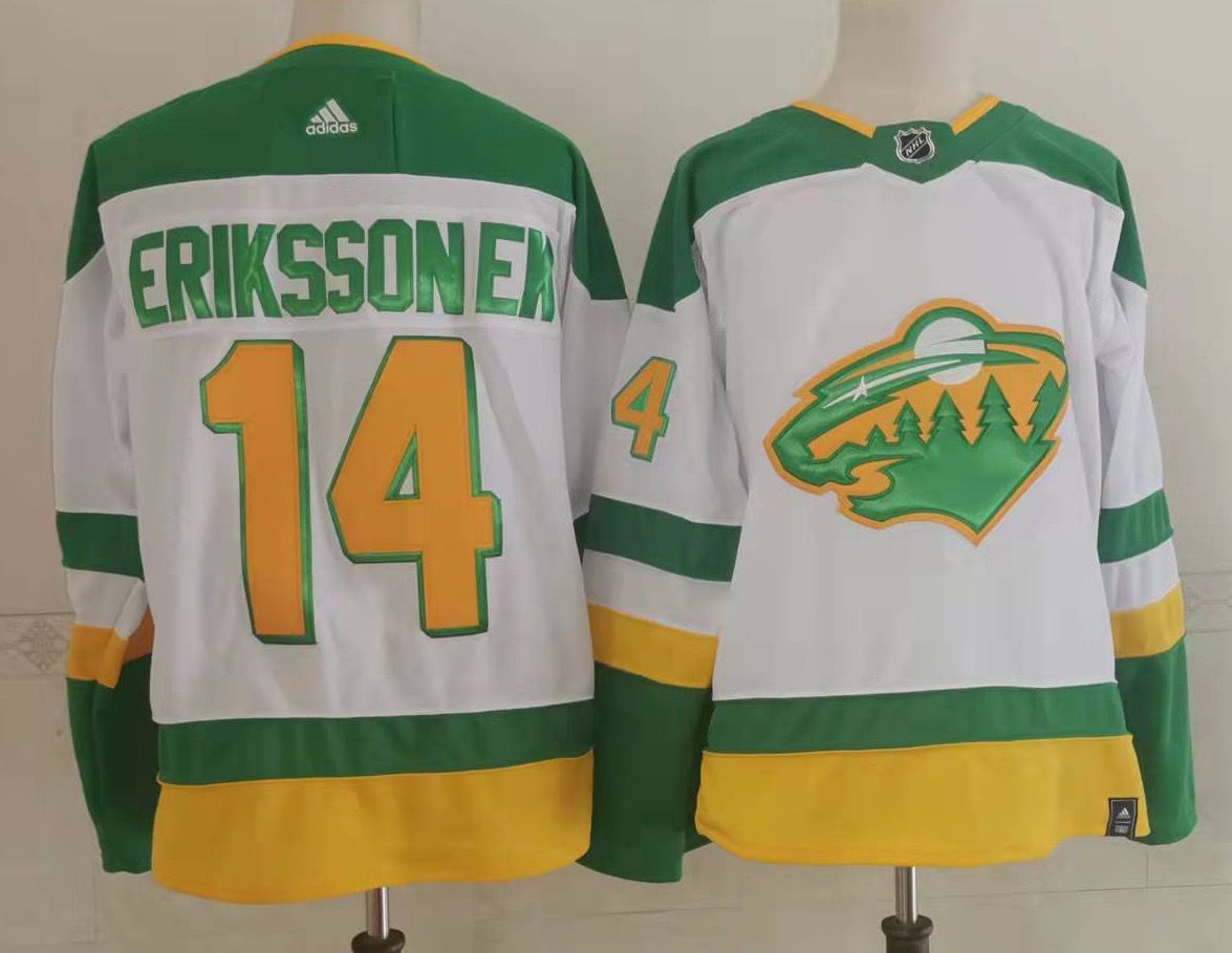 Men's Minnesota Wild Joel Eriksson Ek #14 White Breakaway Player Jerseys
