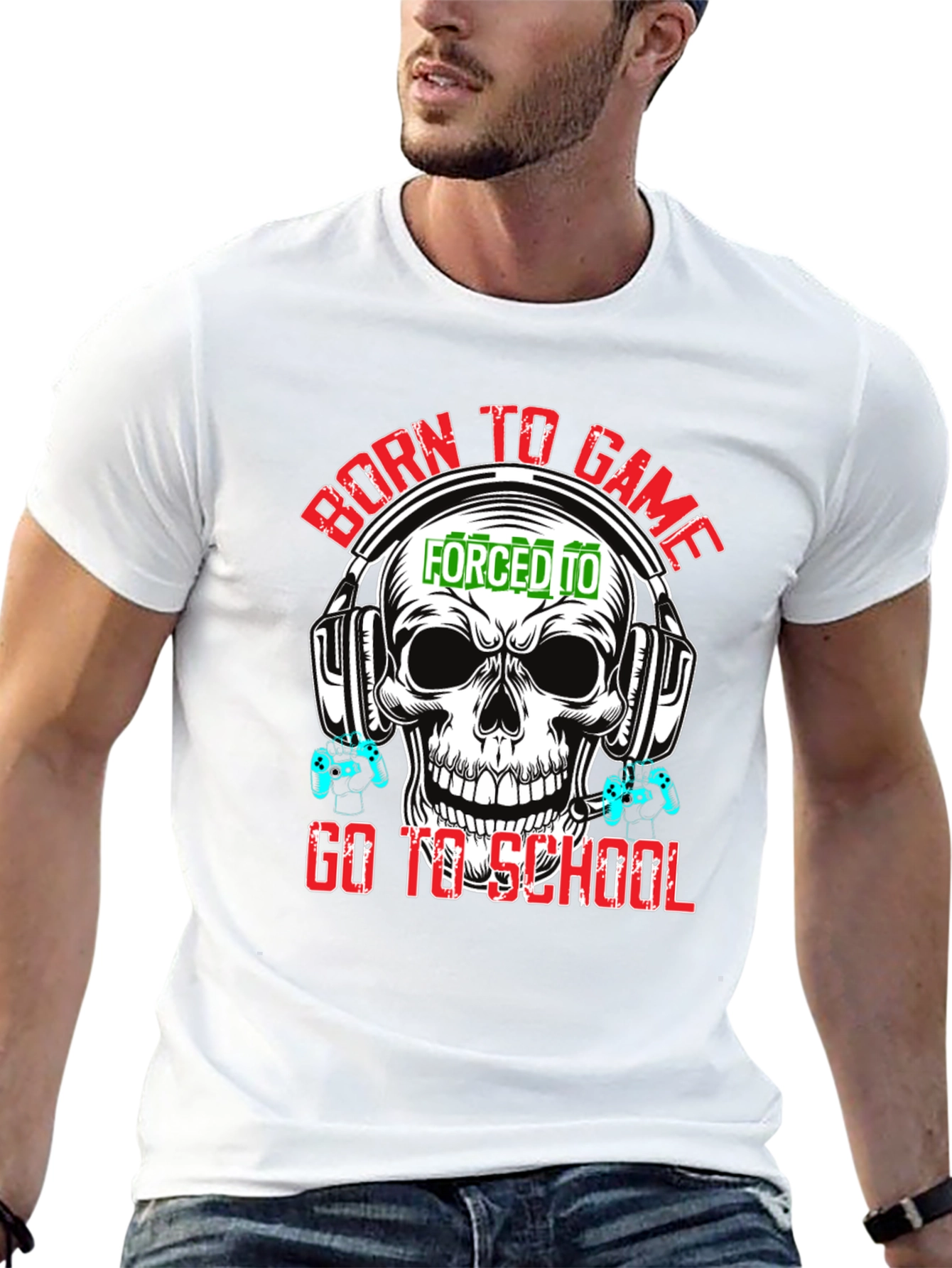 Born To Game Skull Graphic Tee