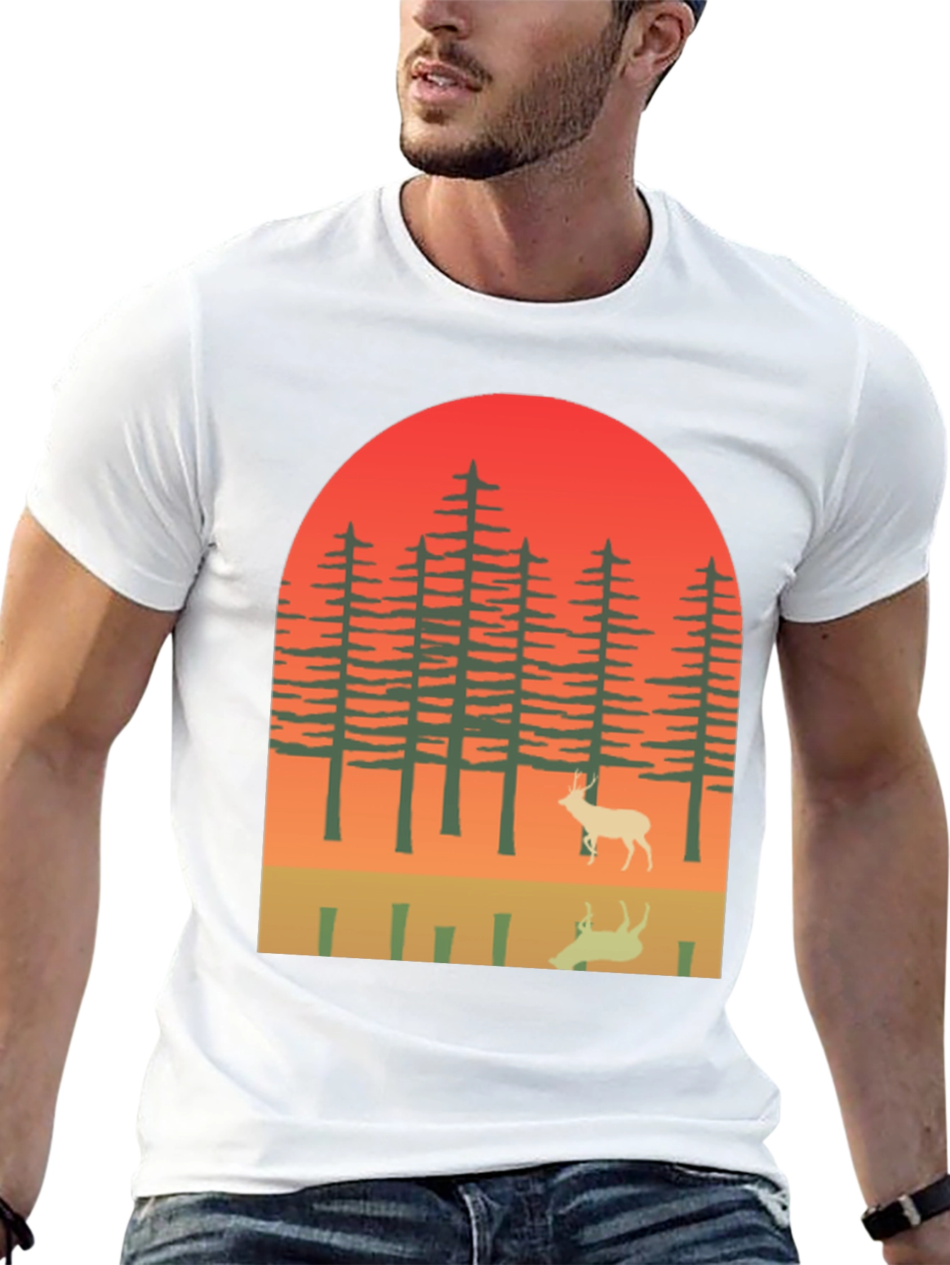 Retro Deer Forest Graphic Tee