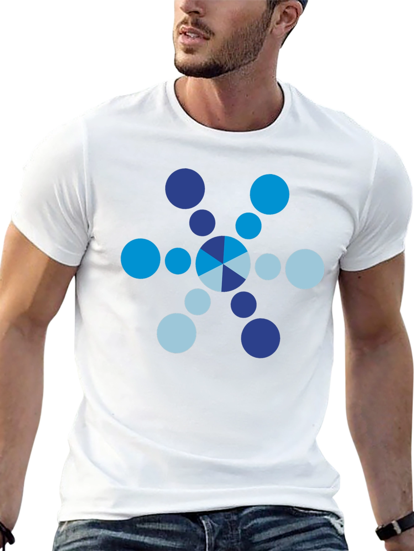 Modern Graphic Tee: Blue Circle Design