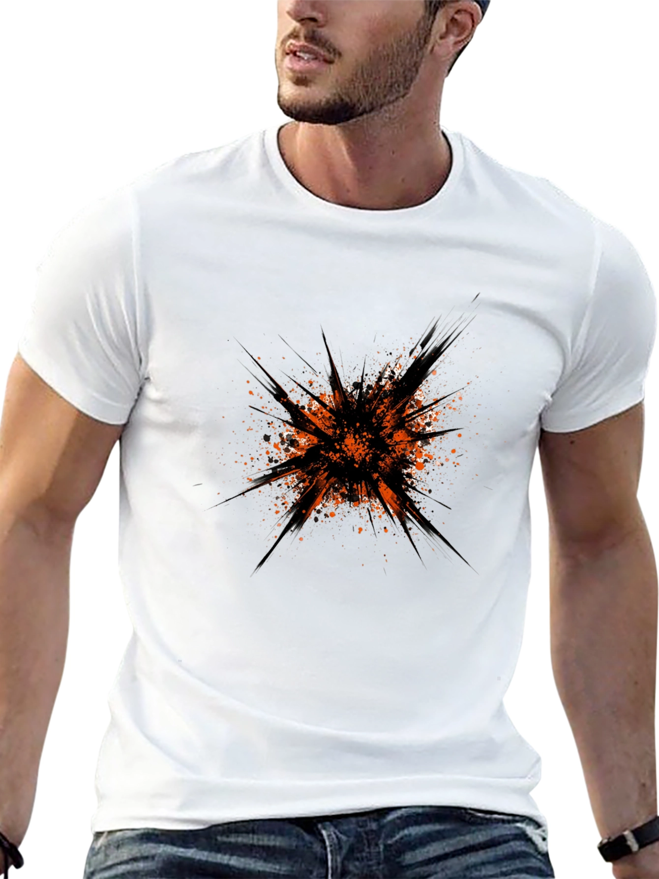 Abstract Splatter Graphic Black T-Shirt