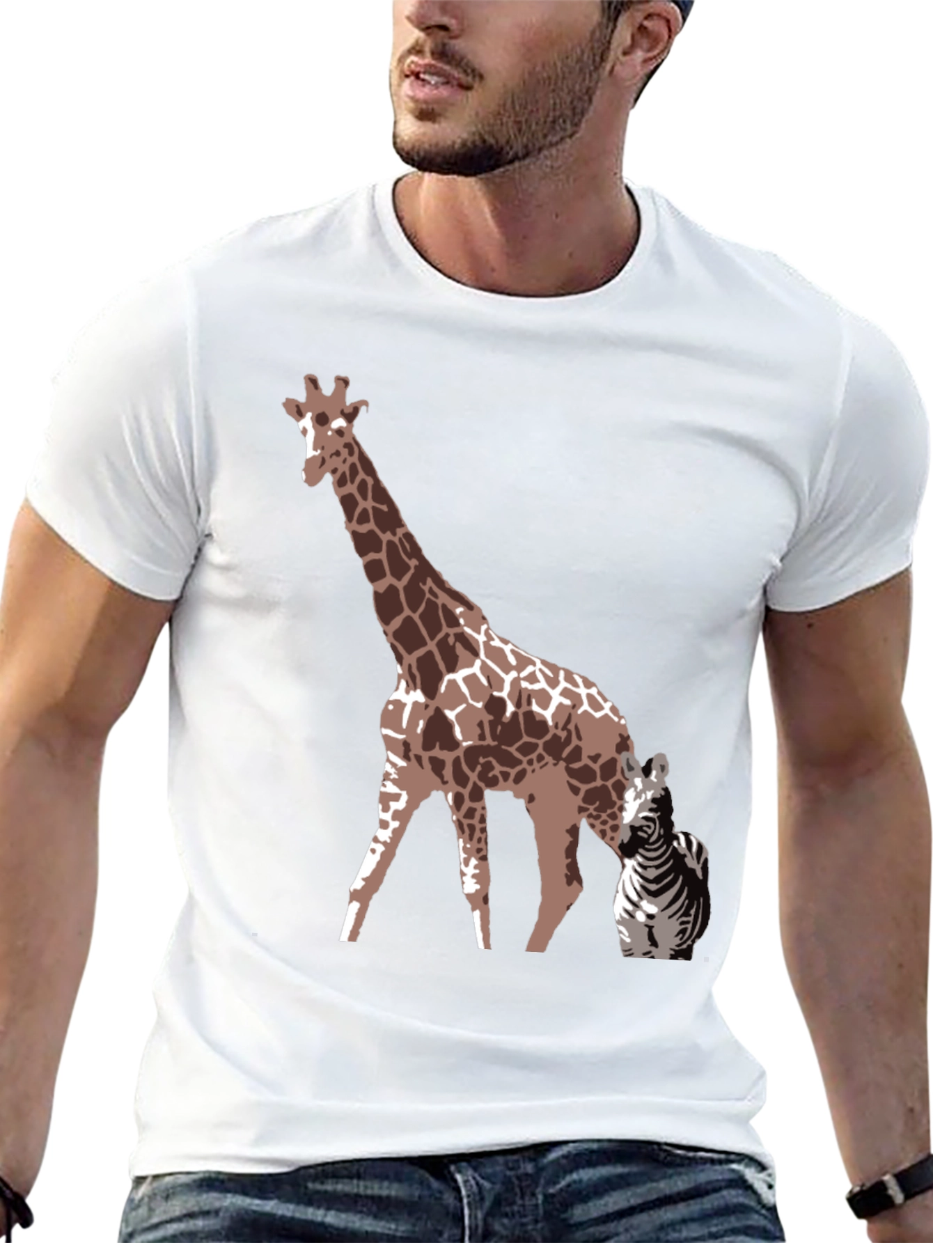 Giraffe & Zebra Graphic Tee - Unique Animal Print