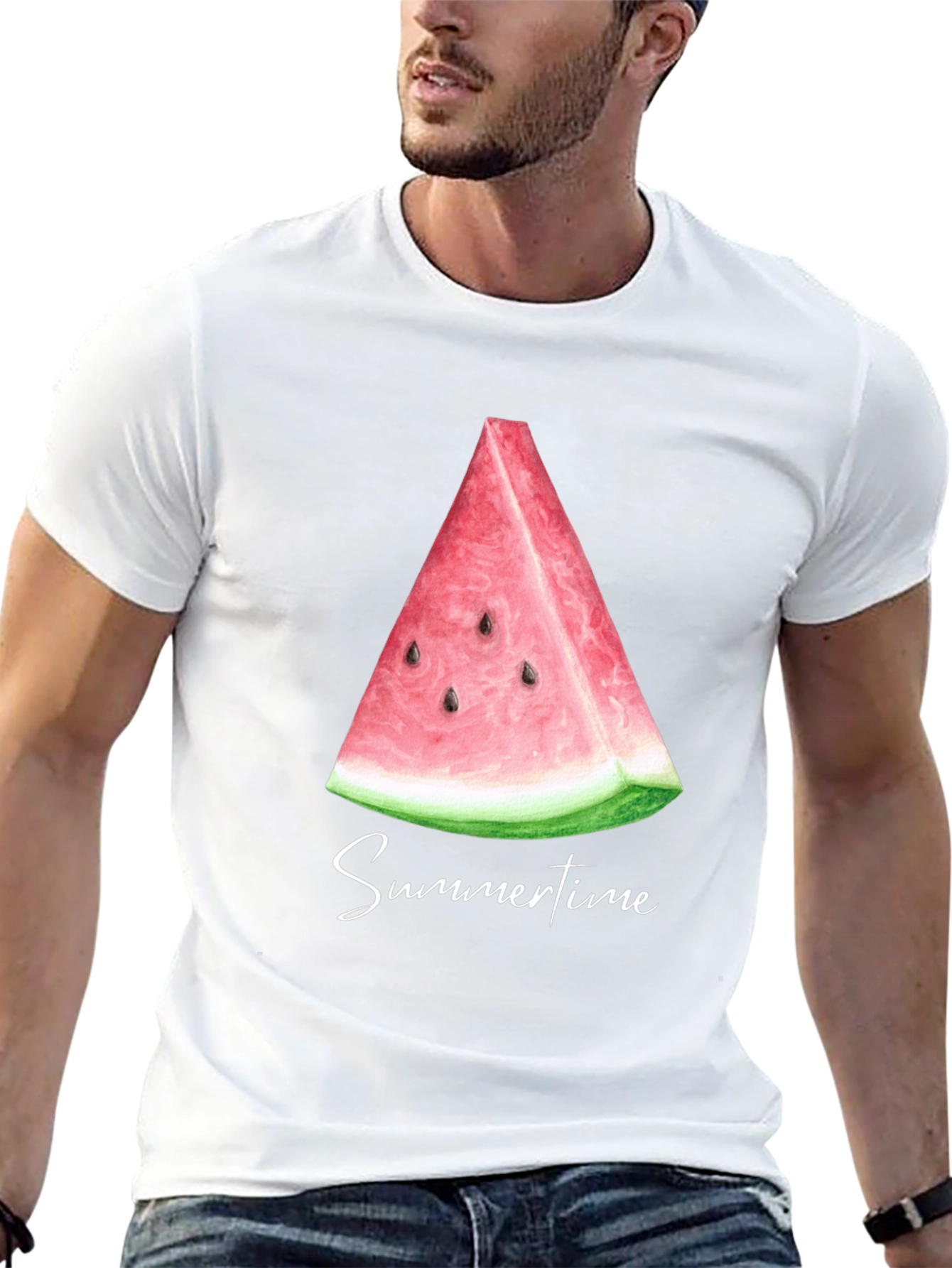 Summertime Watermelon Slice Black T-Shirt