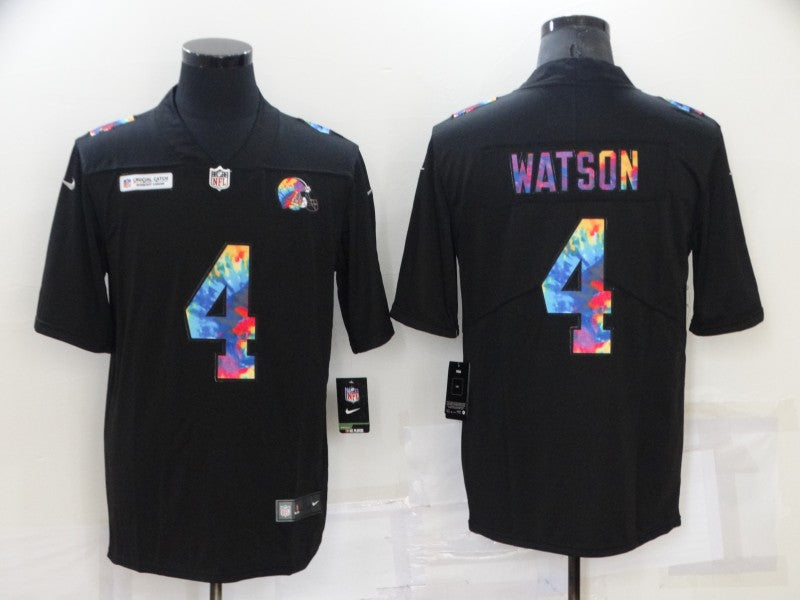 Men's Cleveland Browns Deshaun Watson #4 Black Player Game Jerseys