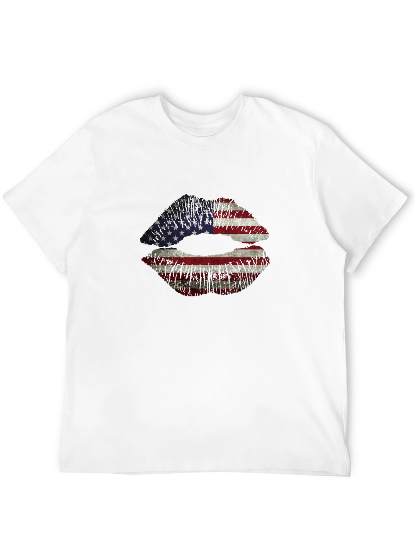American Flag Lips Graphic T-Shirt - Black