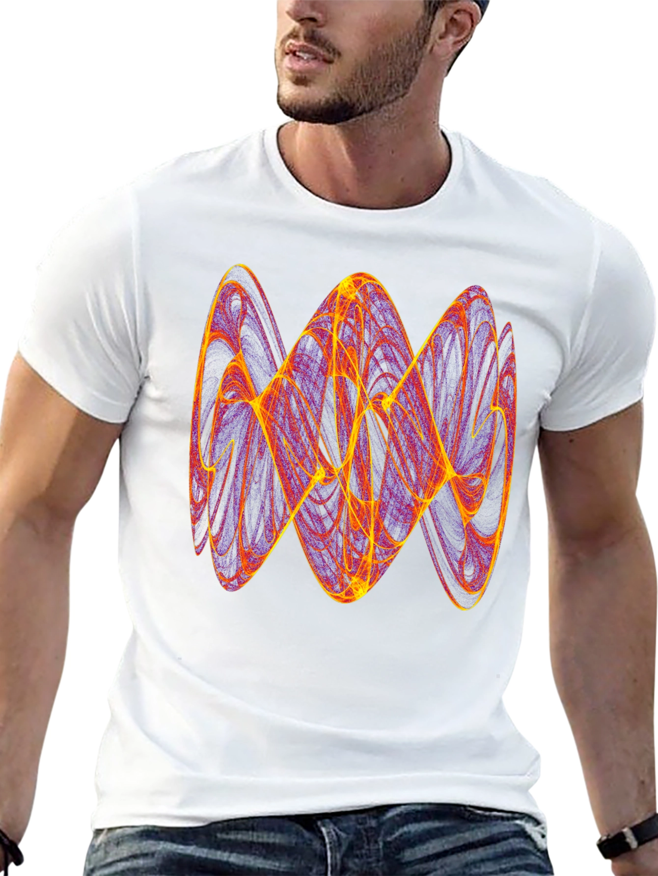 Abstract Fractal Graphic Tee - Trendy Mens T-Shirt