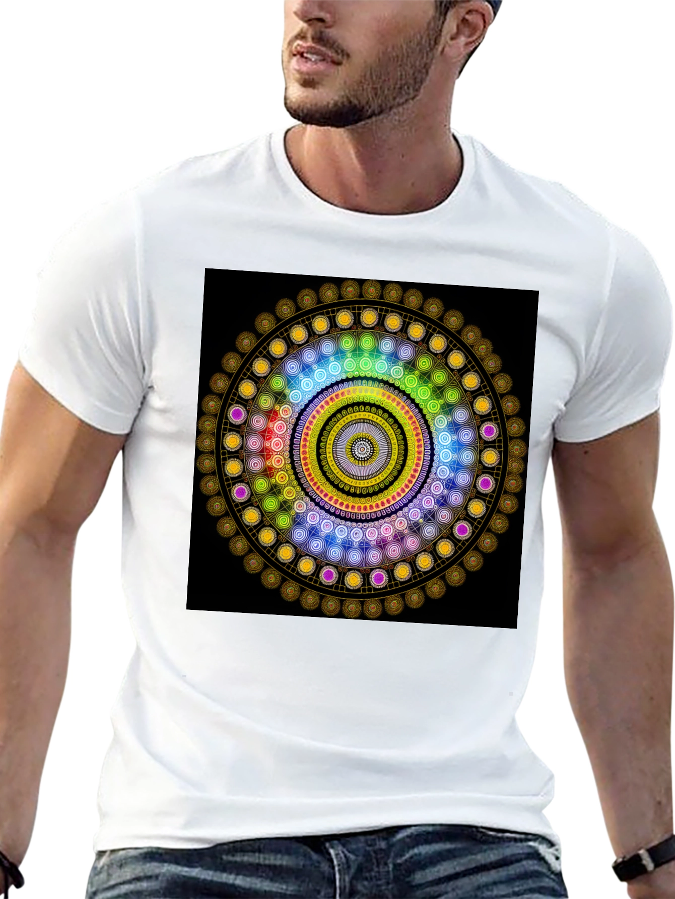 Geometric Mandala Graphic Black T-Shirt