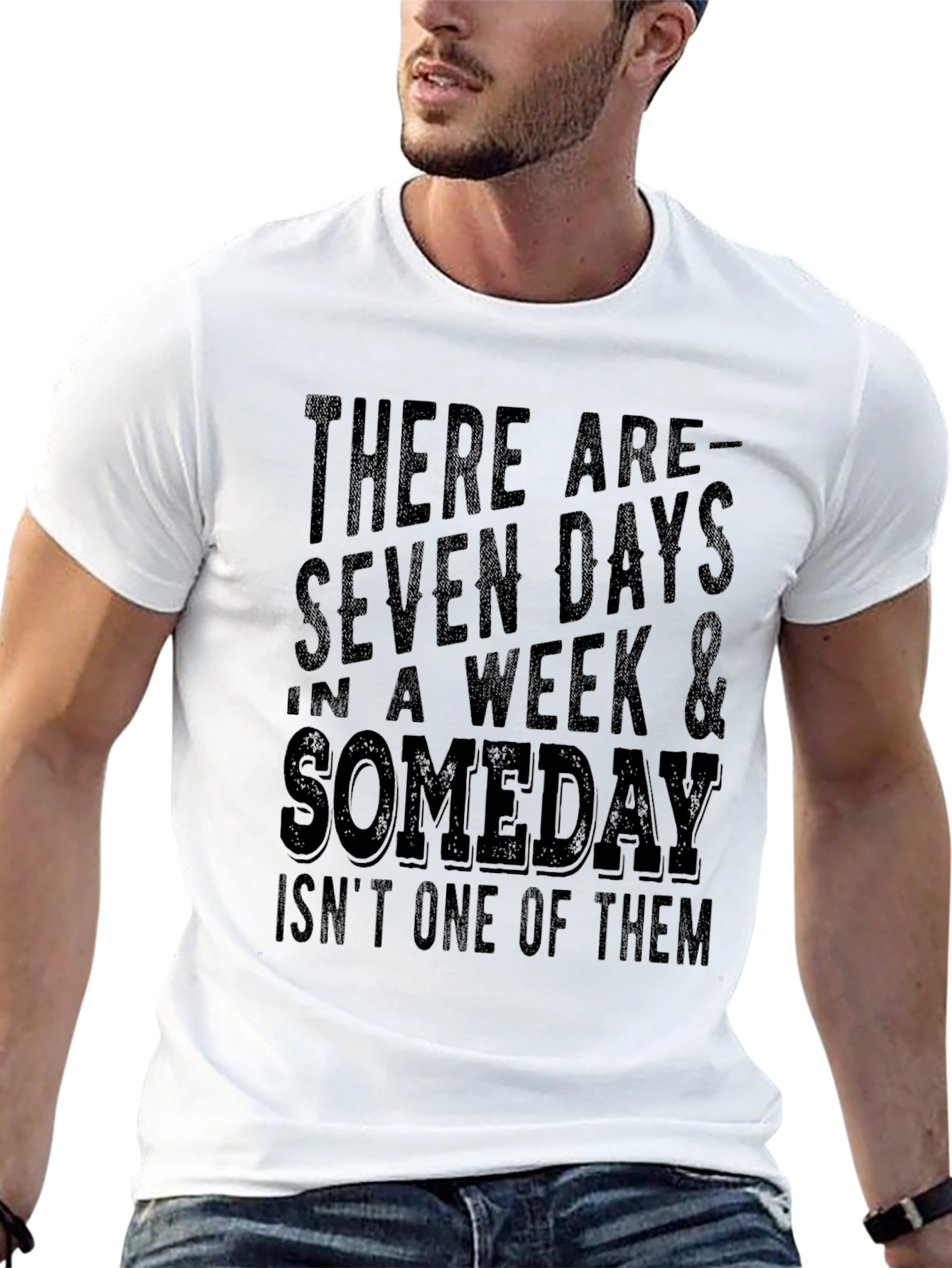 Seven Days & Someday Mens Black Graphic T-Shirt
