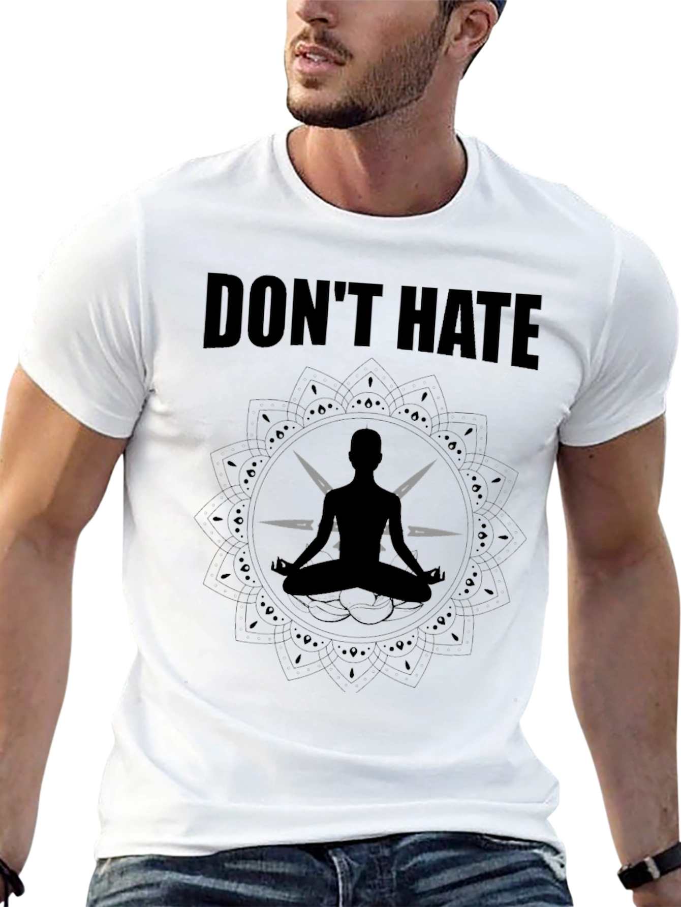 Dont Hate Meditate Yoga Mandala T-Shirt