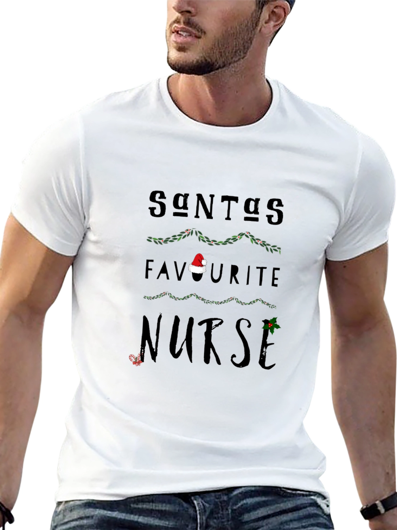 Santas Favorite Nurse Christmas Holiday T-Shirt