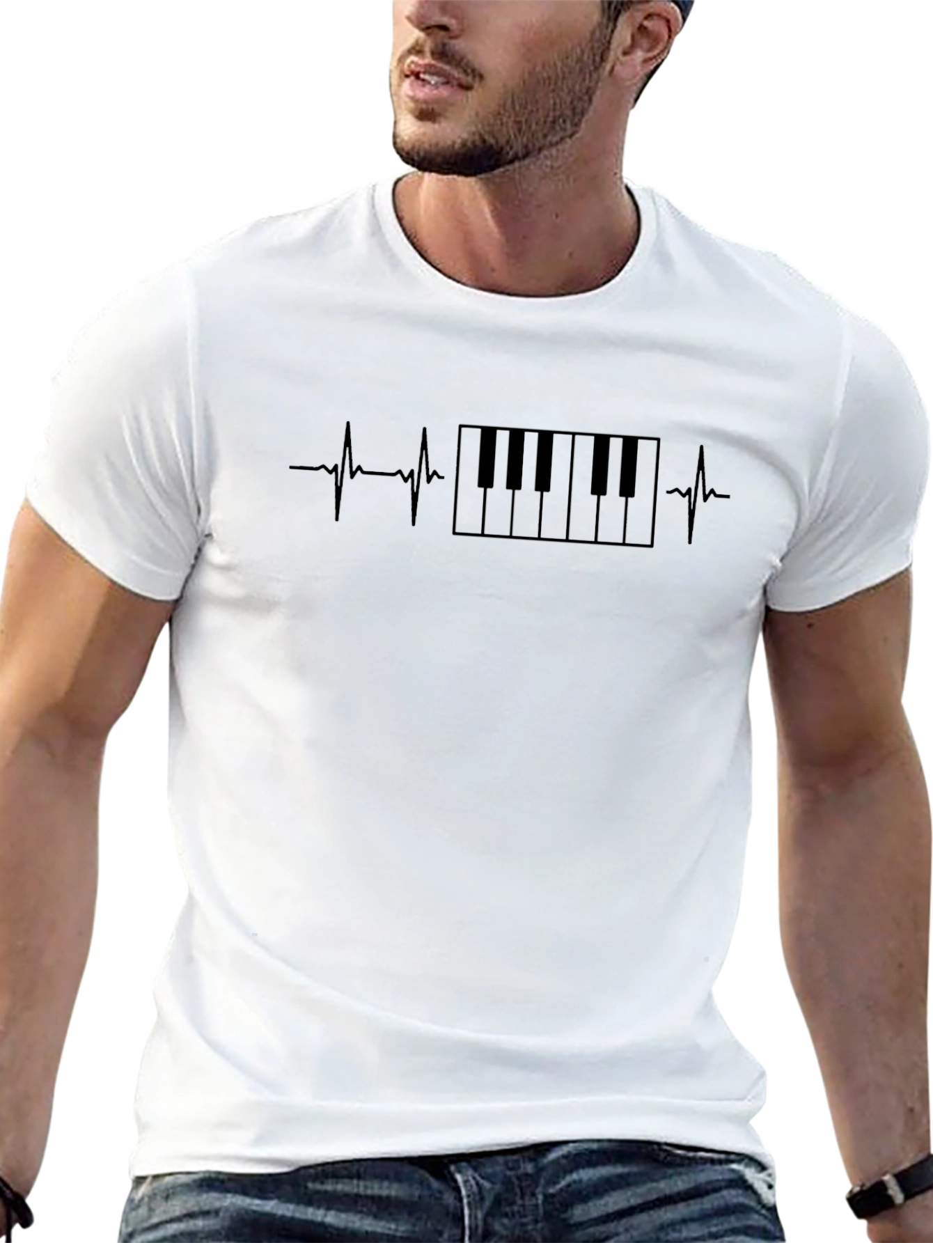 Piano Heartbeat Graphic Tee - Music Lover Shirt