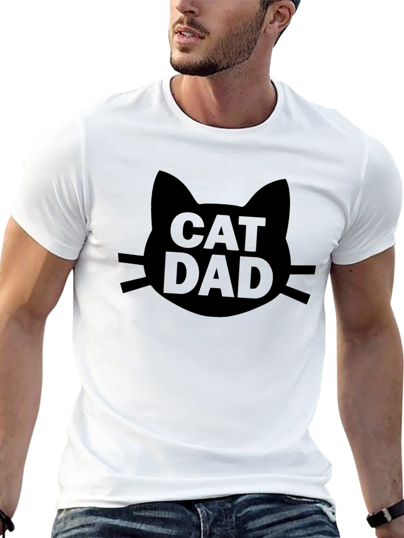 Cat Dad Graphic Tee - Black T-Shirt