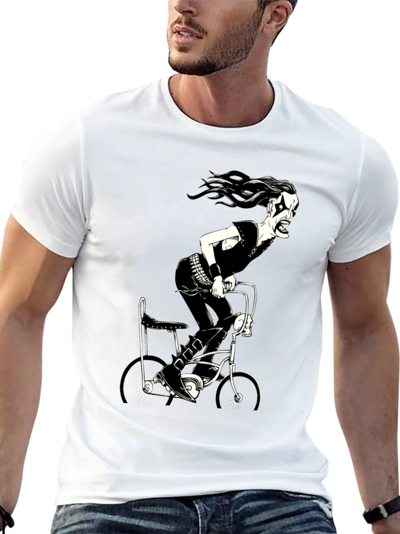 Black Metal Bike Rider Graphic T-Shirt