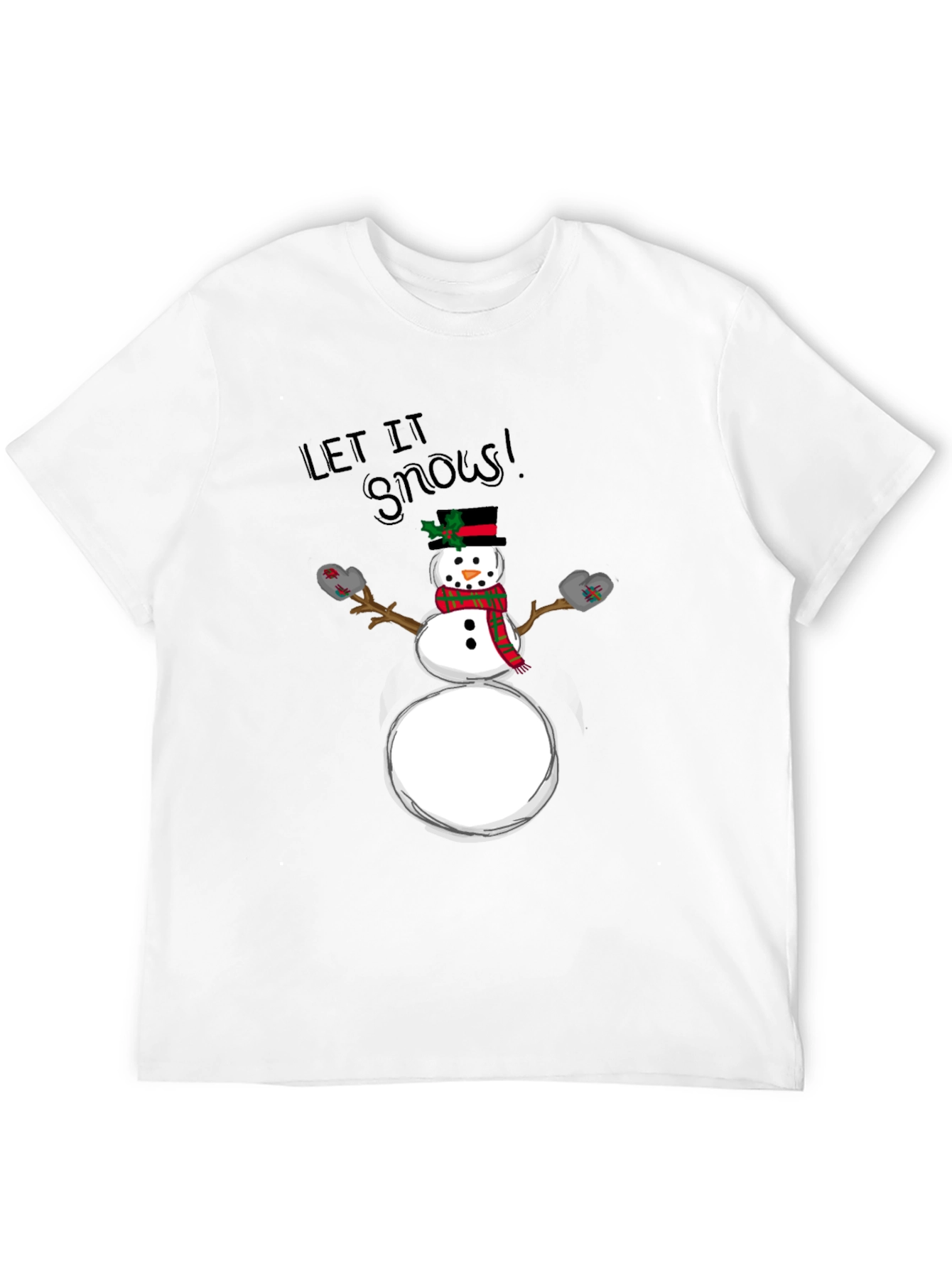 Let it Snow! Holiday Snowman Graphic Tee - Black