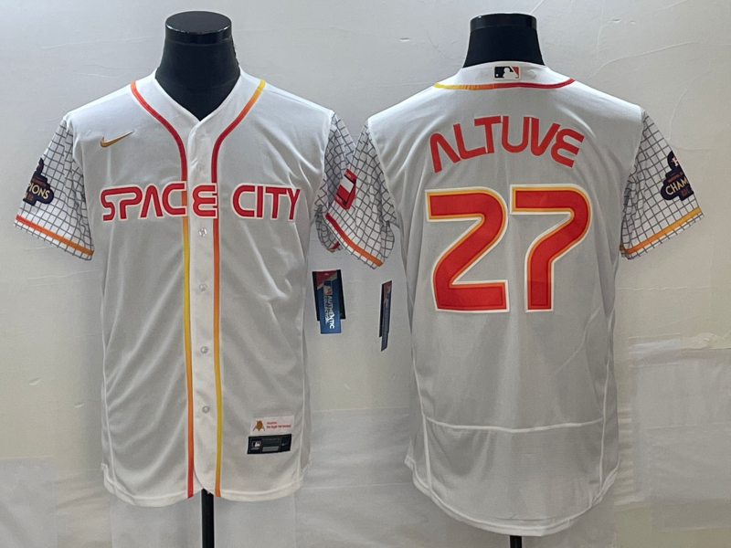 Men's Houston Astros Jose Altuve #27 White City Connect Replica Player Jerseys