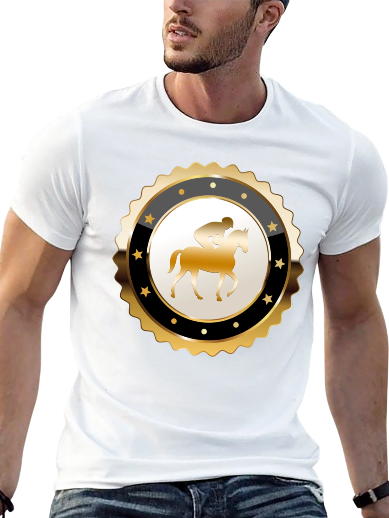 Equestrian Emblem Tee - Black Cotton Blend