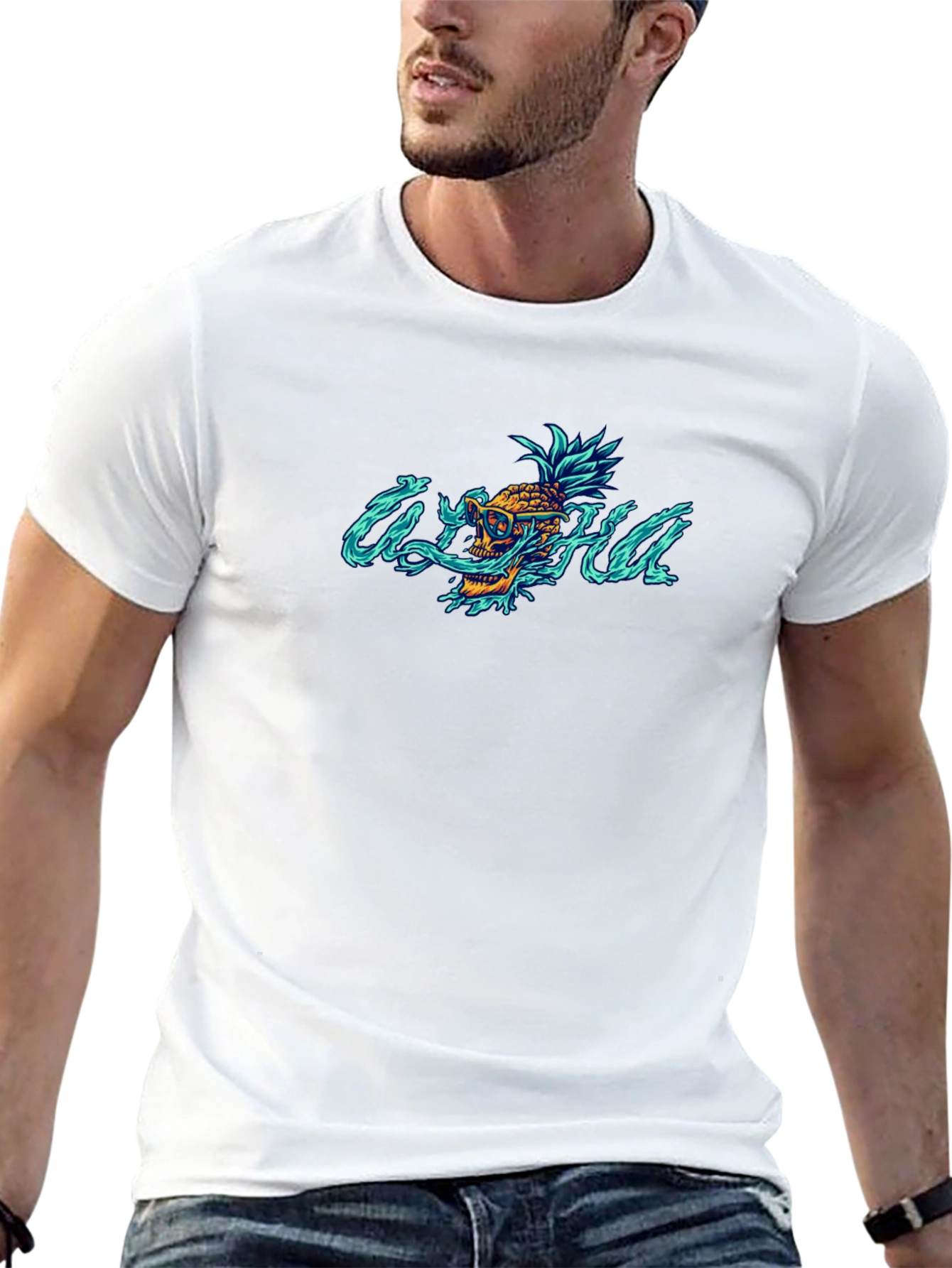 Aloha Skull Pineapple Graphic T-Shirt