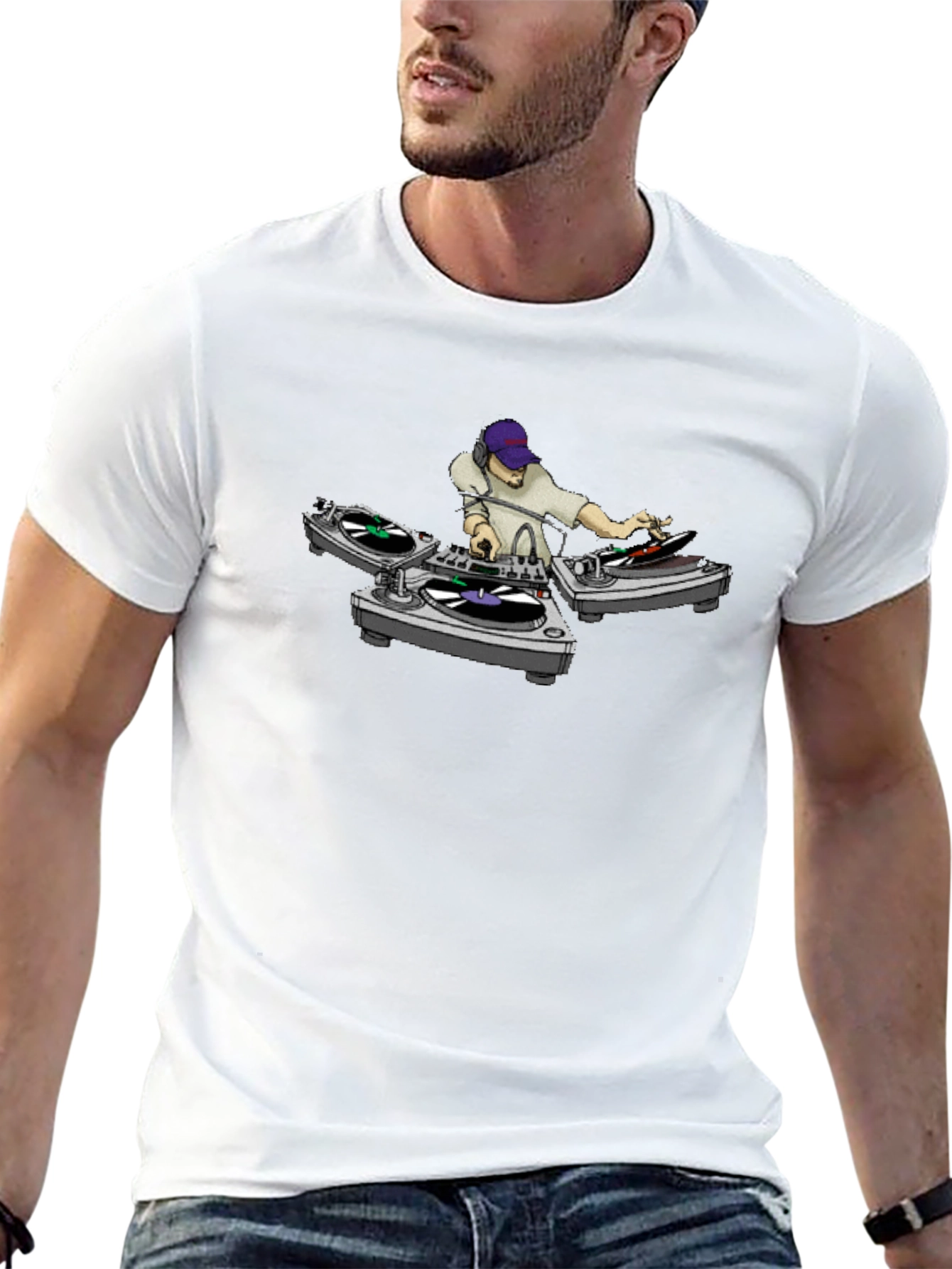 DJ Turntable Graphic Tee - Cool Black T-Shirt
