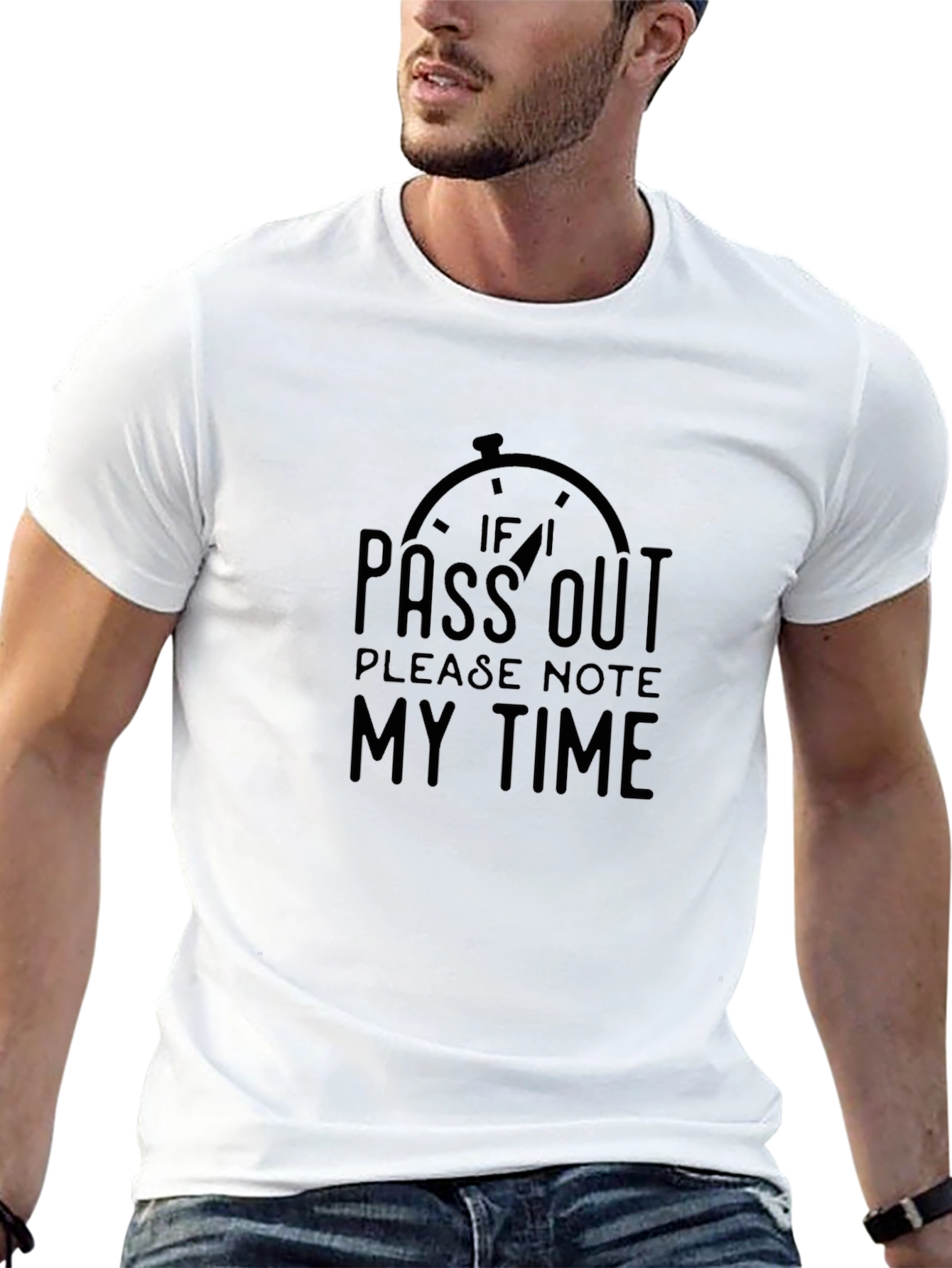 Humorous Pass Out Graphic Tee - Black
