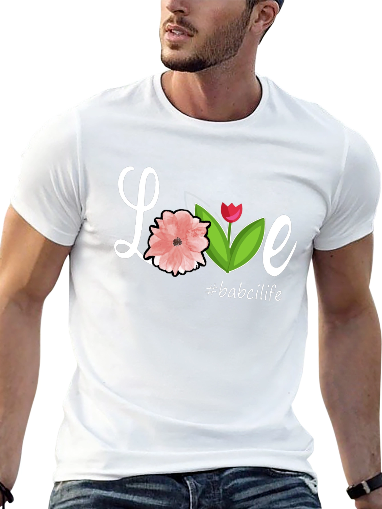 Love Floral Graphic Tee #babcilife Black Casual T-Shirt