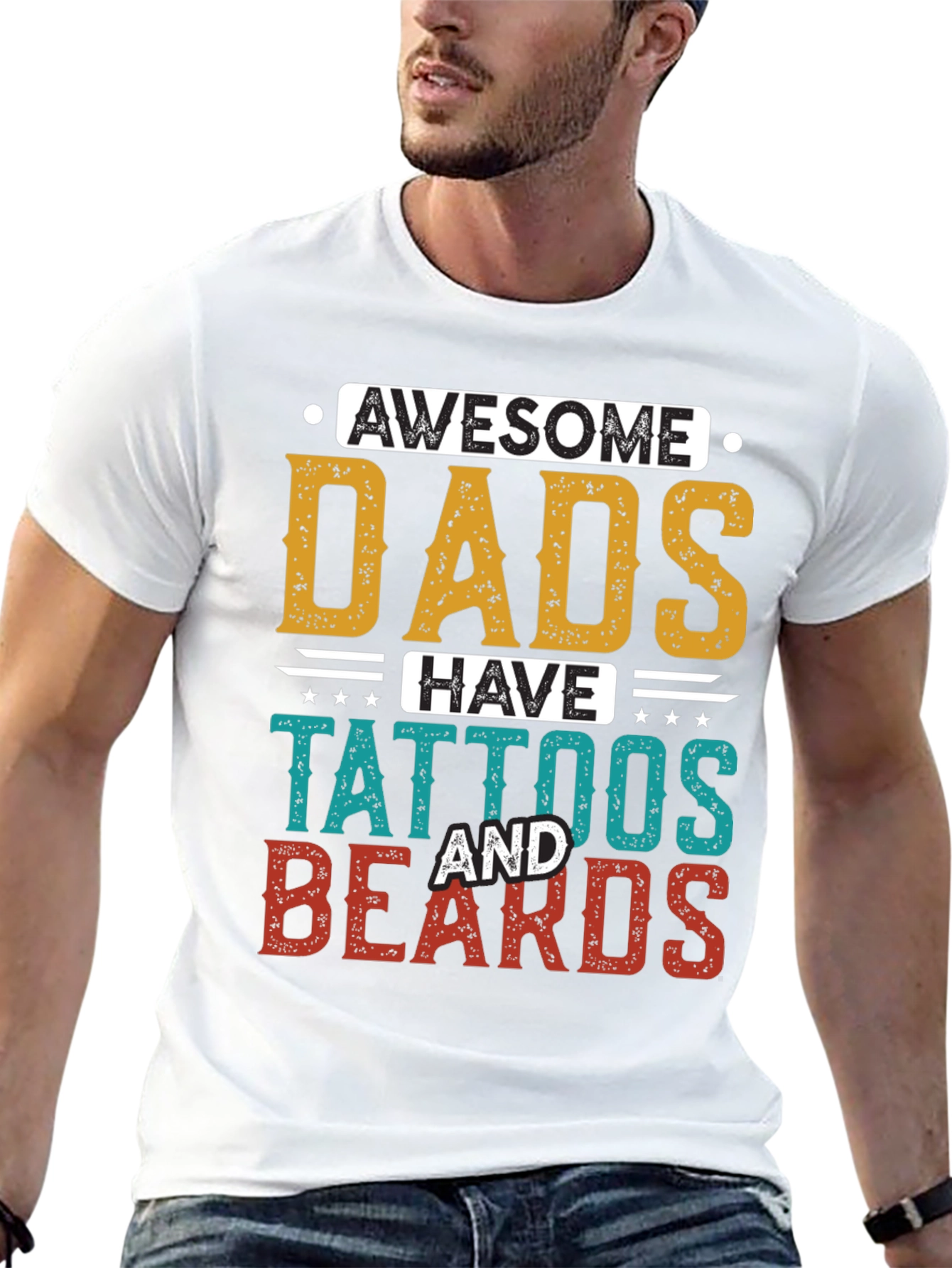 Awesome Dads Tattoos & Beards Graphic Tee