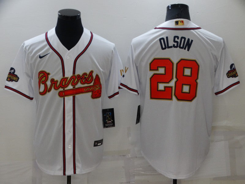 Men's Atlanta Braves Matt Olson #28 White Replica Player Jerseys