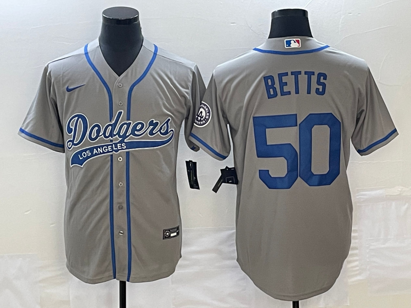 Men's Los Angeles Dodgers Mookie Betts #50 Gray Player Jerseys Joint Edition