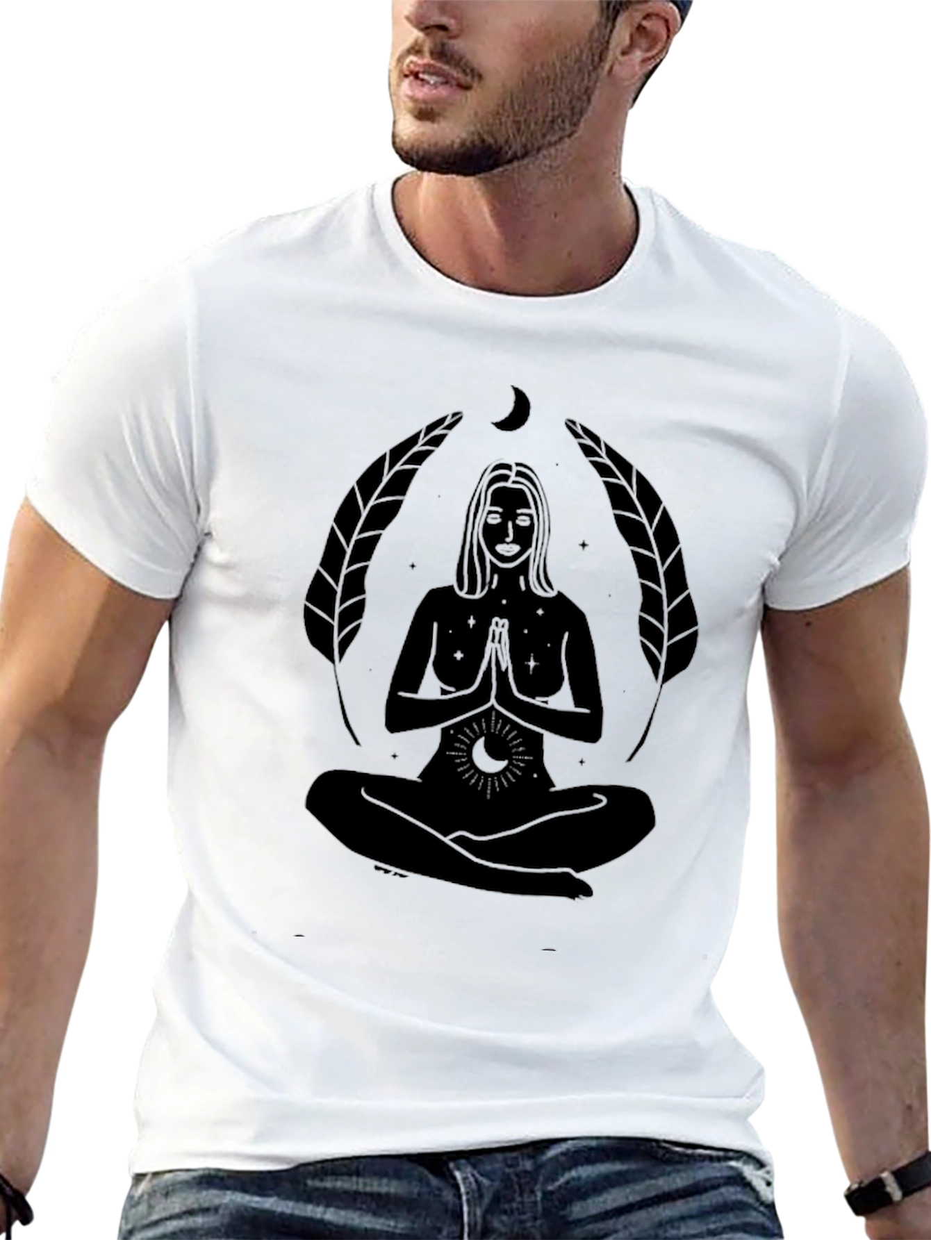 Mystic Moon Goddess T-Shirt - Black Spiritual Design