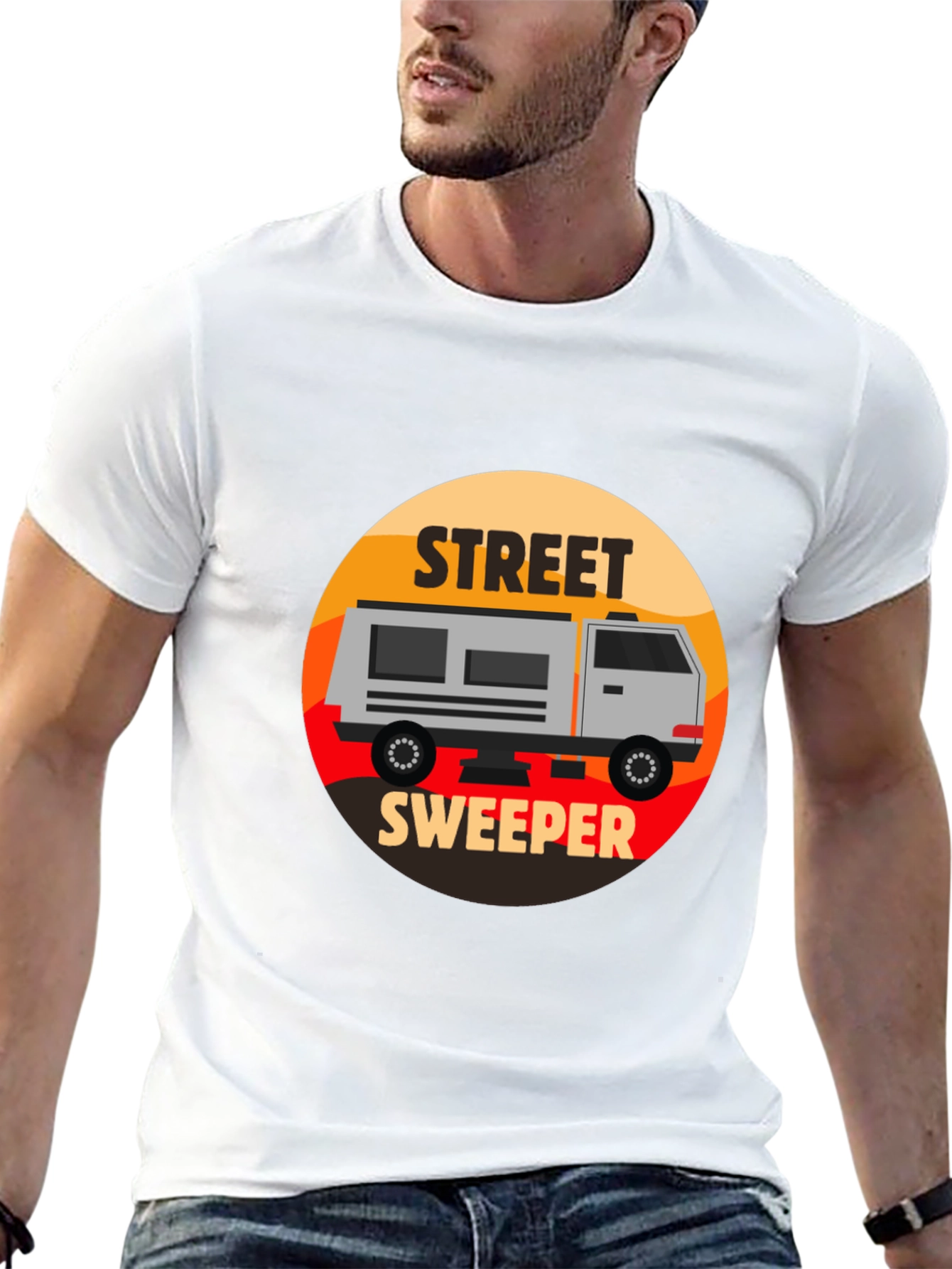 Street Sweeper Graphic Tee - Black Casual T-Shirt