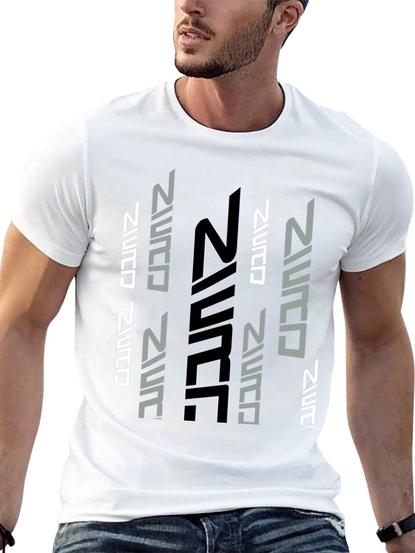 Futuristic Graphic Print Black T-Shirt