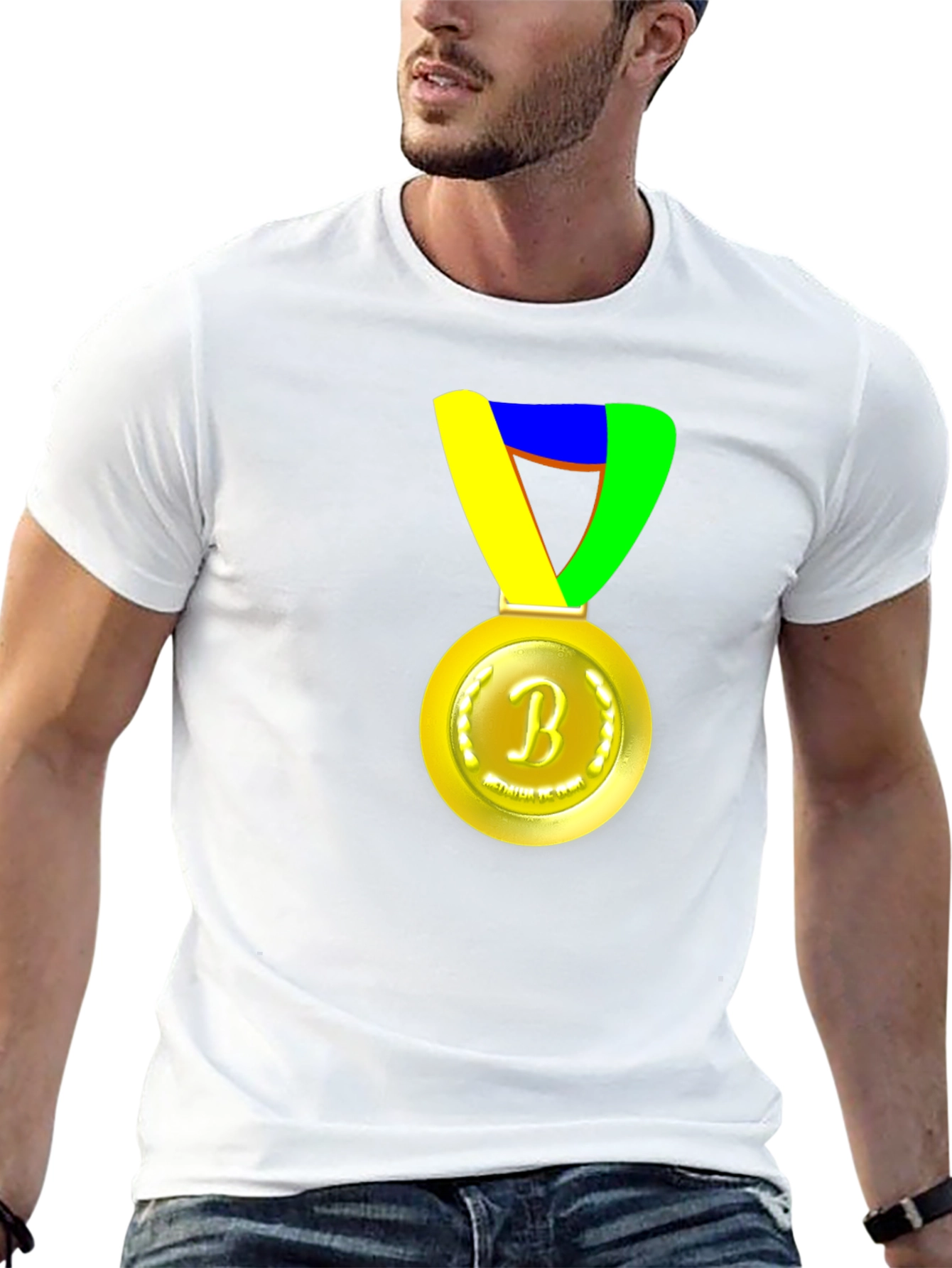 Black T-Shirt with Medal Graphic