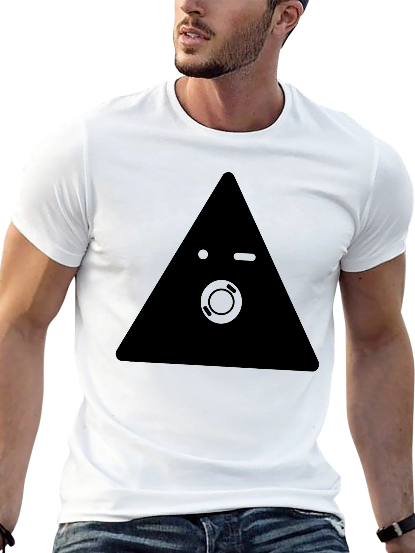 Geometric Triangle Graphic Tee - Black
