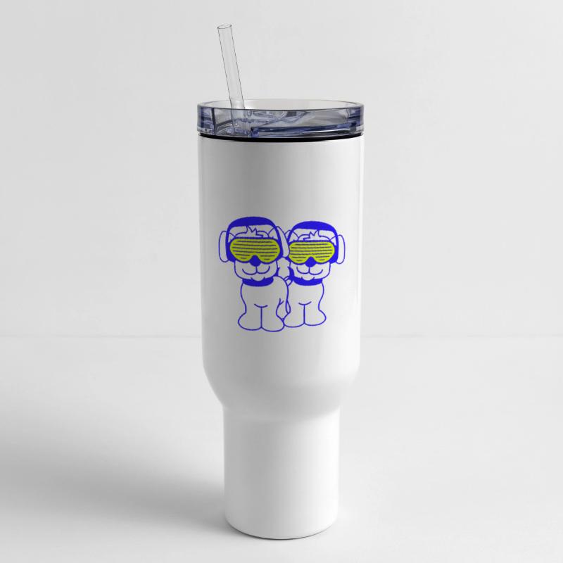 2 DJ Dog Team Pet Sunglasses Headphone Music Party