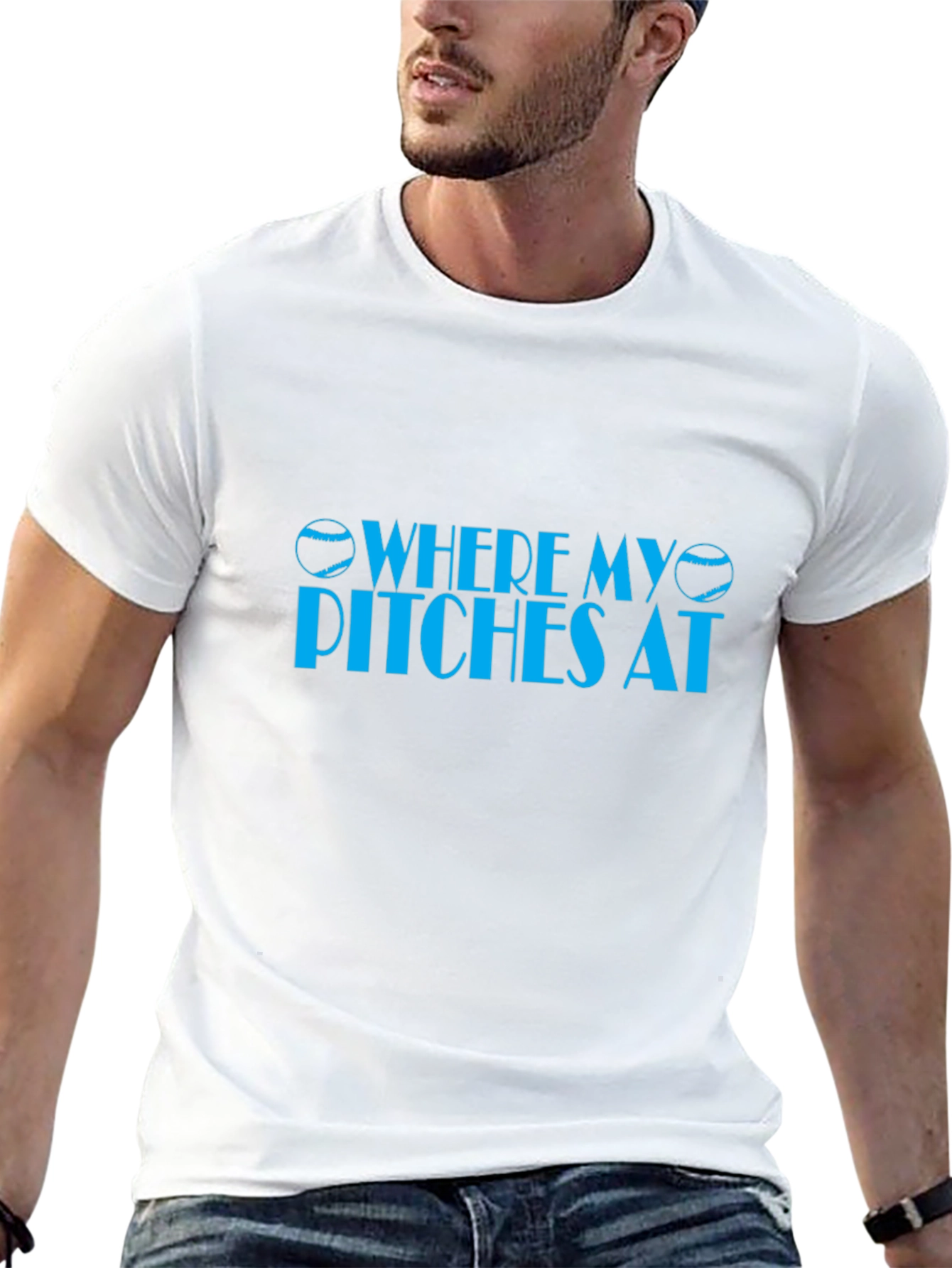 Where My Pitches At Baseball Graphic T-Shirt