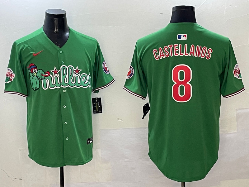 Men's Philadelphia Phillies Nick Castellanos #8 Green Replica Team Jerseys