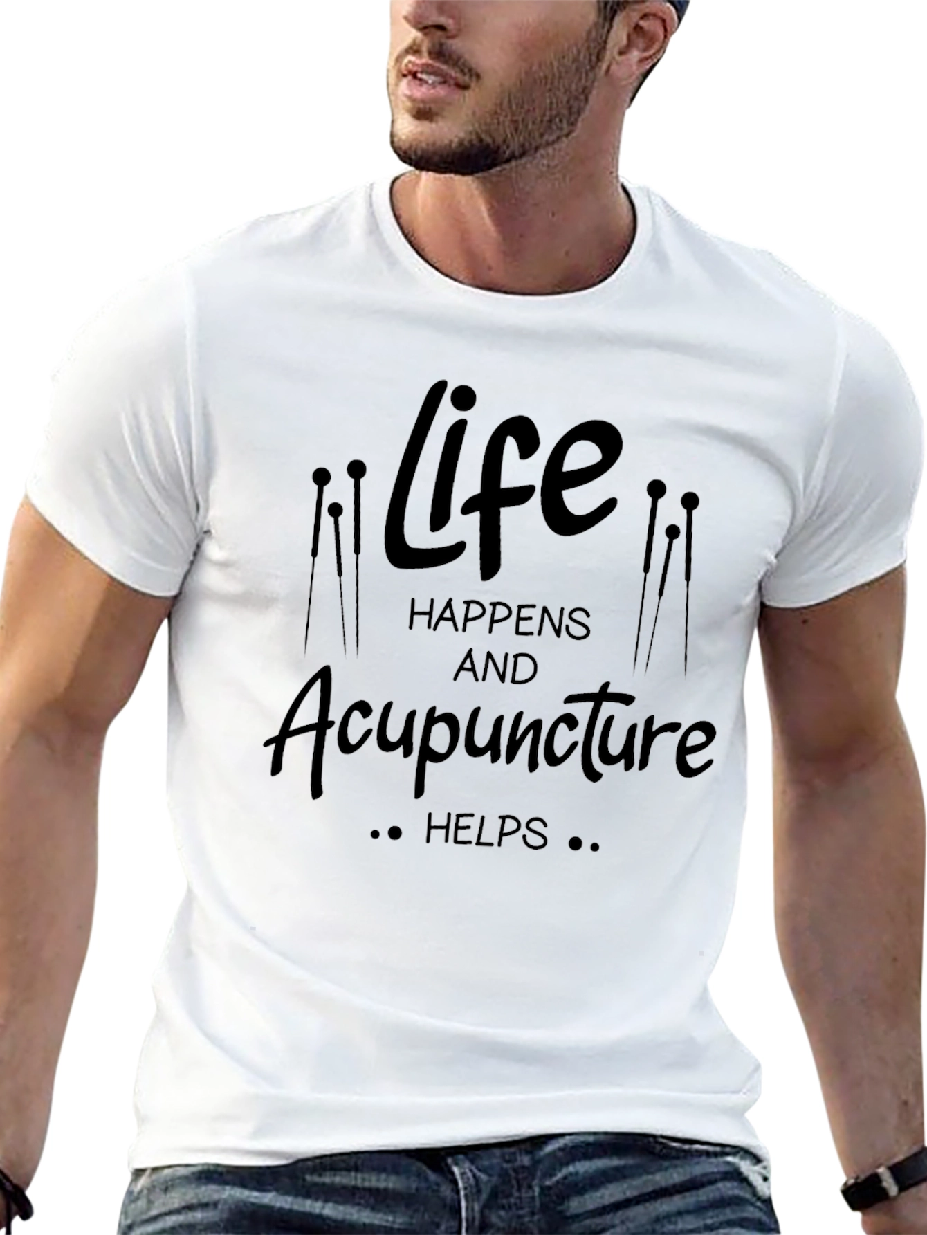 Life Happens Acupuncture Helps Black T-Shirt