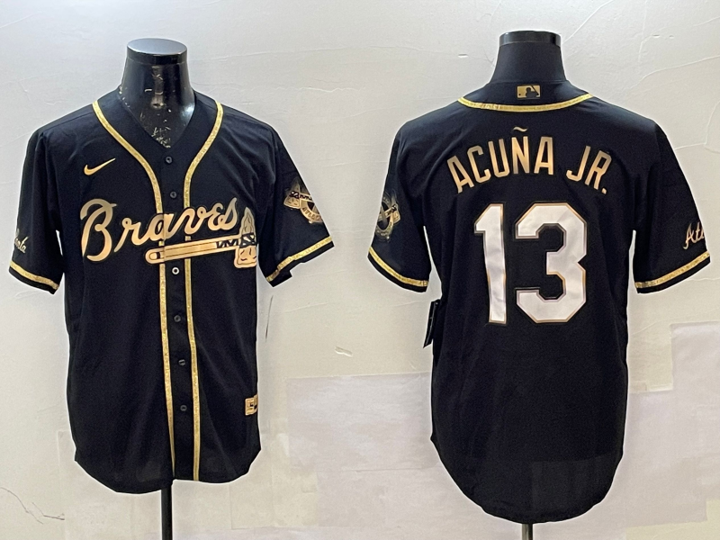 Men's Atlanta Braves Ronald Acuna Jr. #13 Black Stitched Player Jerseys