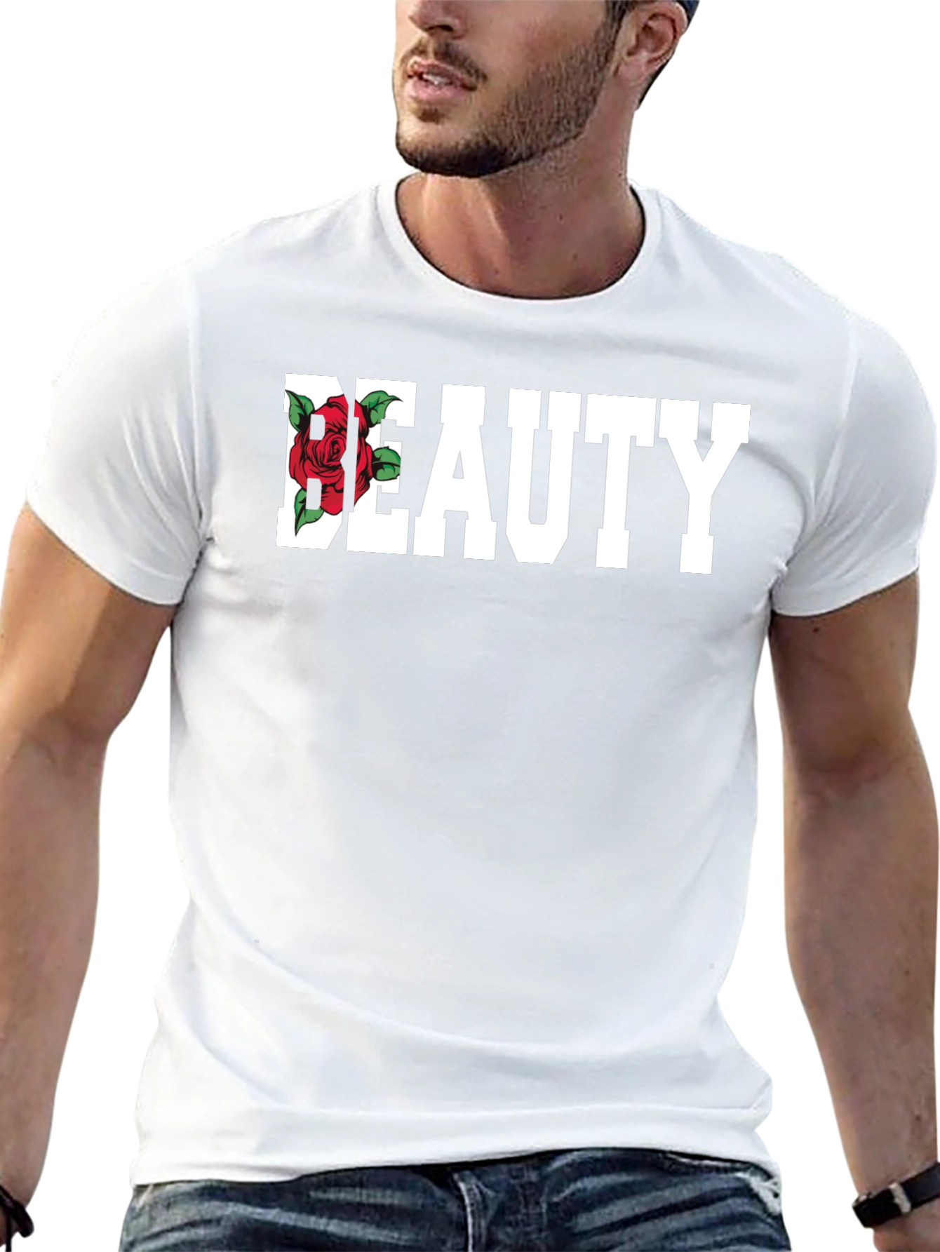 Beauty Rose Graphic Print T-Shirt - Black