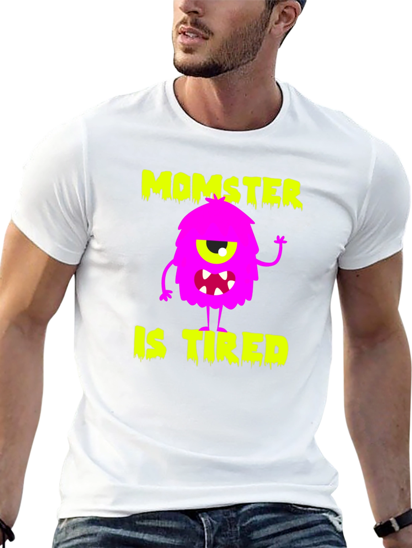 Momster is Tired Graphic T-Shirt - Black