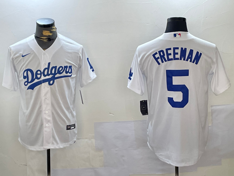 Men's Los Angeles Dodgers Freddie Freeman #5 White Replica Baseball Jerseys