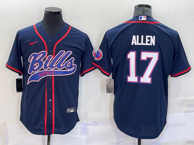 Men's Buffalo Bills Josh Allen #17 Navy Game Jerseys Joint Edition