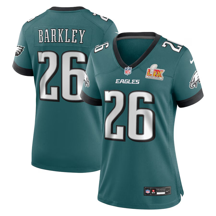 Women's Philadelphia Eagles Saquon Barkley Nike Midnight Green Super Bowl LIX Game Jersey