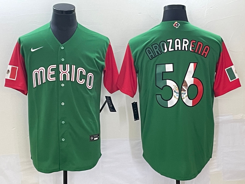 Men's 2023 World Baseball Classic #56 Randy Arozarena Mexico Jerseys Green