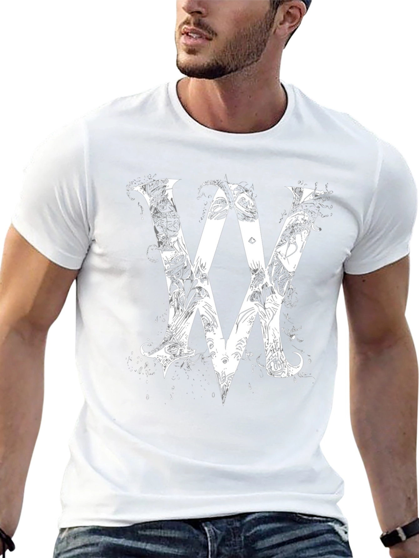 Abstract VV Graphic Black T-Shirt