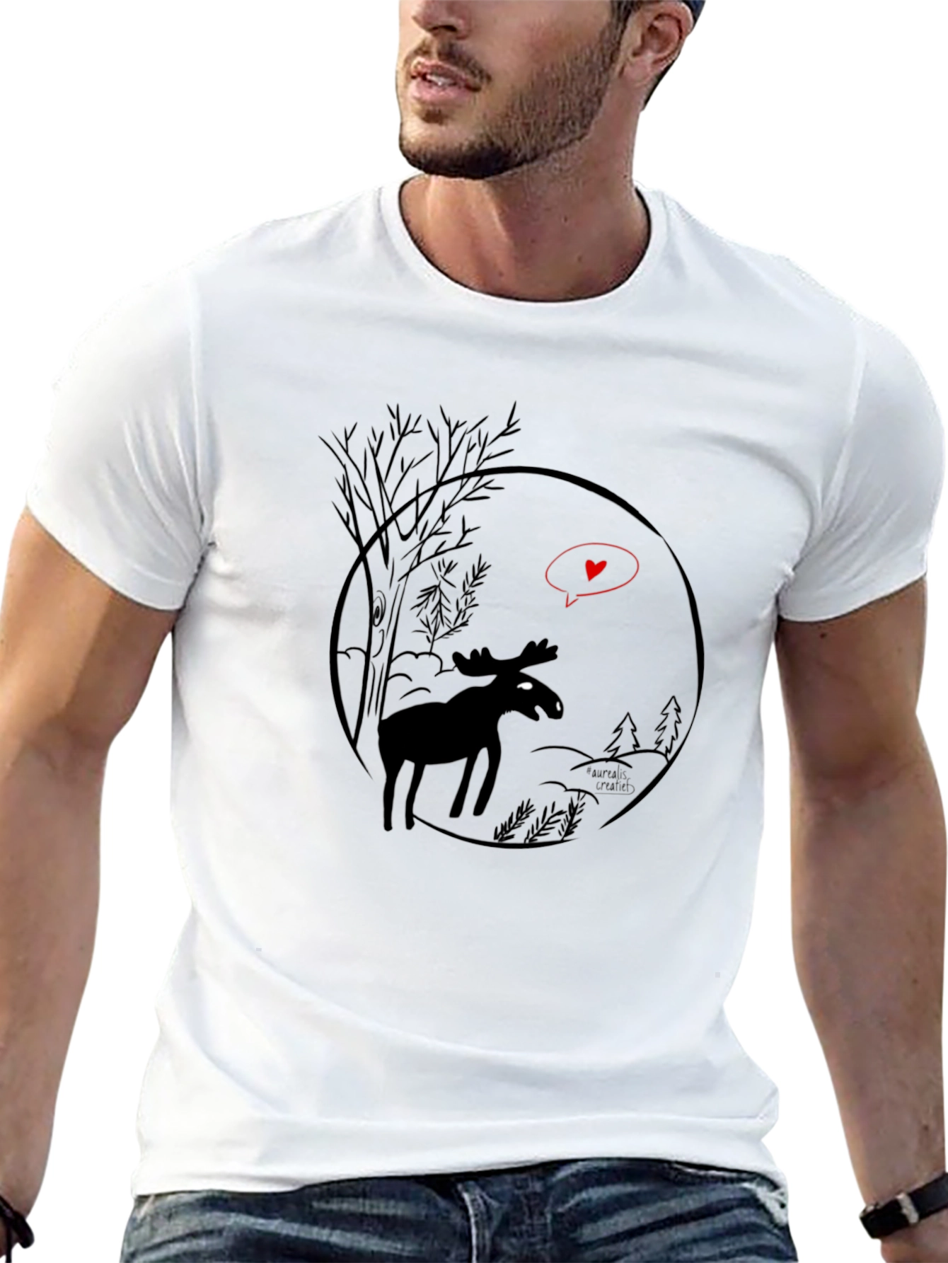 Moose Love Black T-Shirt - Nature Inspired Graphic Tee